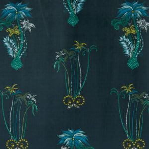 Jungle Palms Navy Velvet