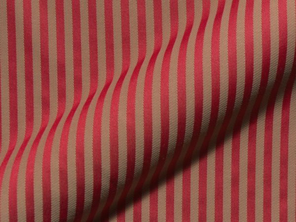 Fine striped, fire retardant, classic furnishing fabric Rigello FR E5616-848 red